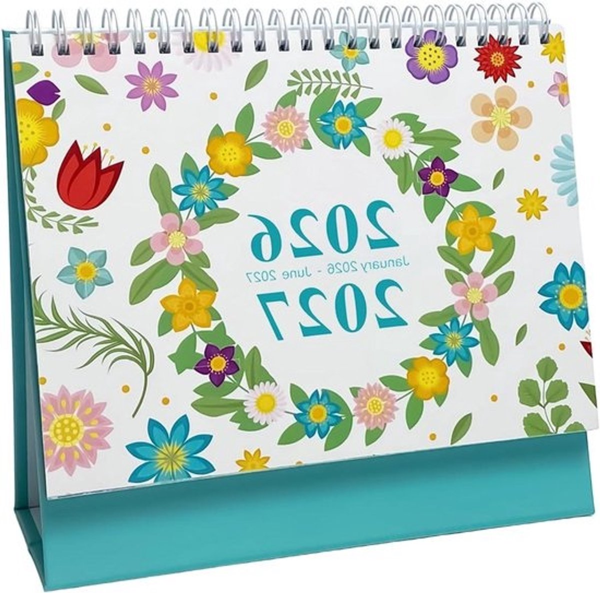 Bureau Kalender - Planner 2026-2027 - Planning Thuis en Kantoor - Stevig Papier - 20.3x8x18cm - Bloemen