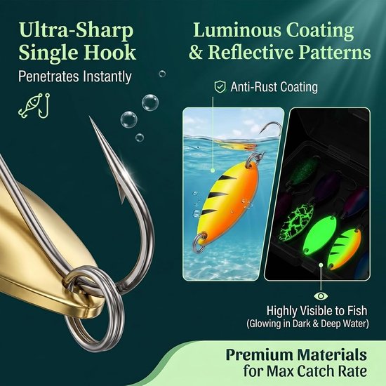 10 stuks forelaas, lepelset, lepels, forel, visaccessoires, forel, forellepel met doos voor een groot aantal vissen (2,5 g/3,5 g/5 g) — afbeelding 4