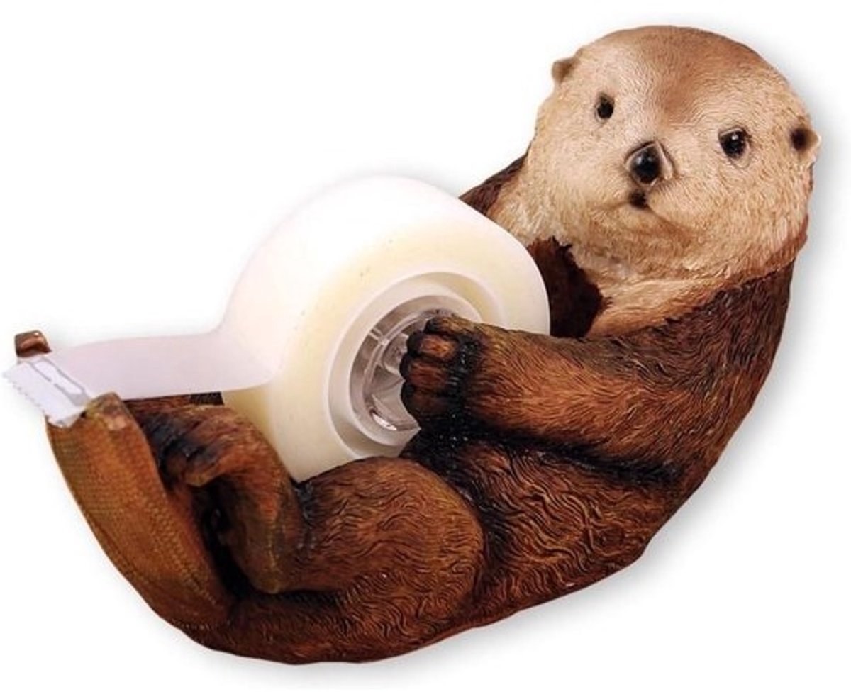 Plakbanddispenser Otter - Bureau Accessoire - Bureau Organisatie - Vrolijk Ontwerp - 17.78 x 12.7 x 10.16 cm - Bruin