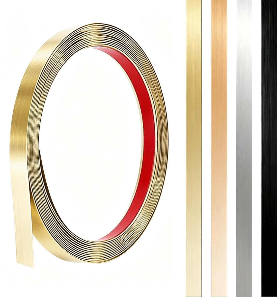 Metalen band, zelfklevend, metalen strips, sierlijsten, zelfklevend, roestvrijstalen plaat, wandlijsten, peel and stick, metalen lijst voor muur, open haard, spiegelframe, plafond, geborsteld