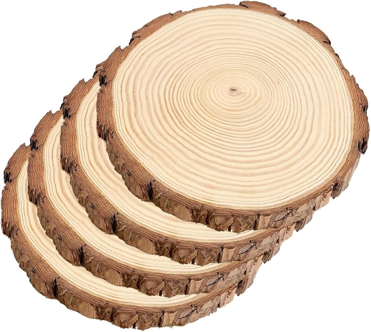 4 stuks houten schijven, 20-22 cm diameter, onbehandelde houten cirkels, 2 mm dikke houten blokken, boomschijven, rond, houten schijven om te knutselen, bruiloftsdecoratie, doe-het-zelfproject