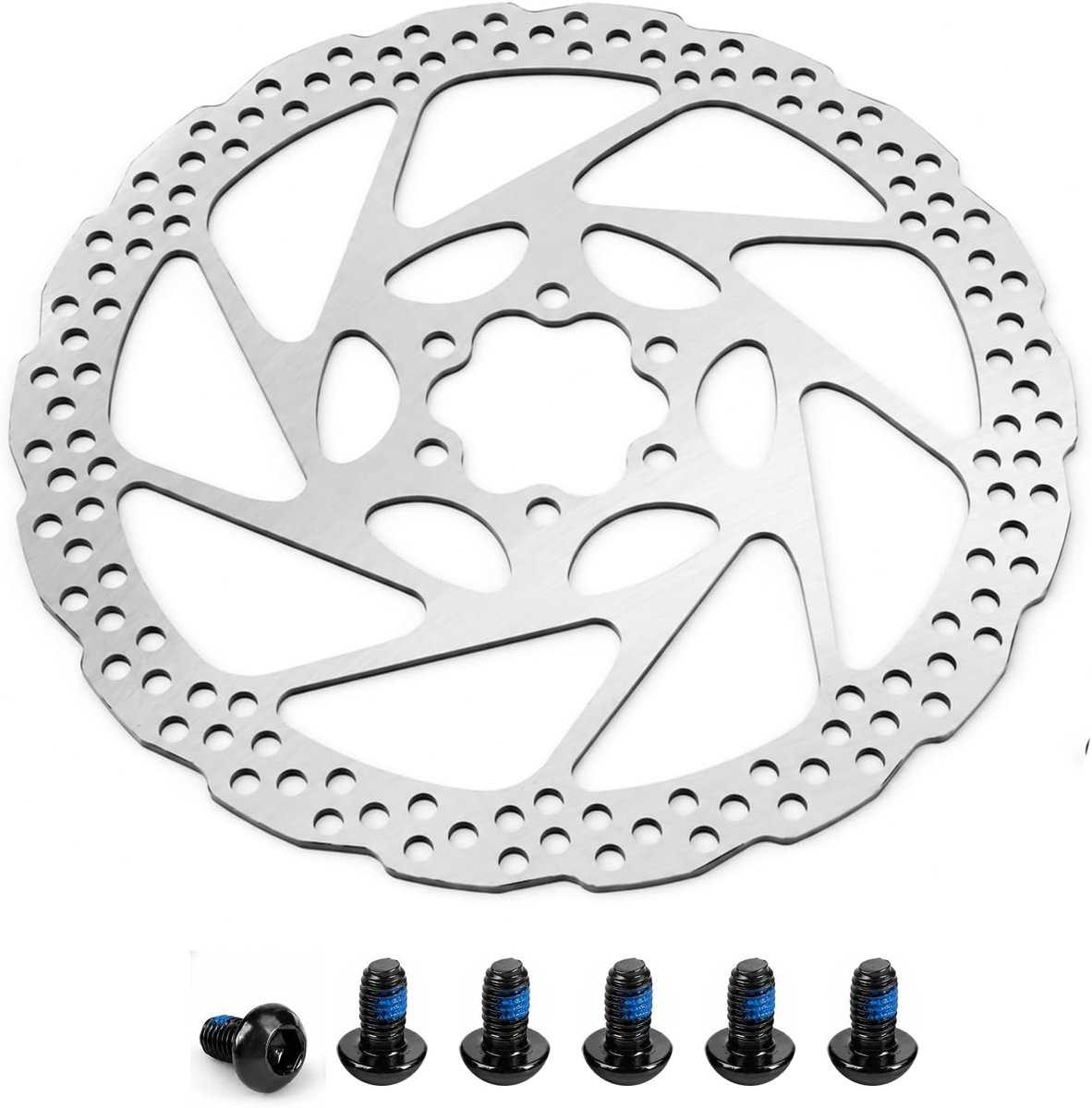 180 mm fietsremschijf compatibel met Shimano Tektro Magura 6 gaten 1CR13 roestvrij staal 44 mm gatafstand schijfrem MTB racefiets vervanging slijtvast en hittebestendig voor veilige remprestaties