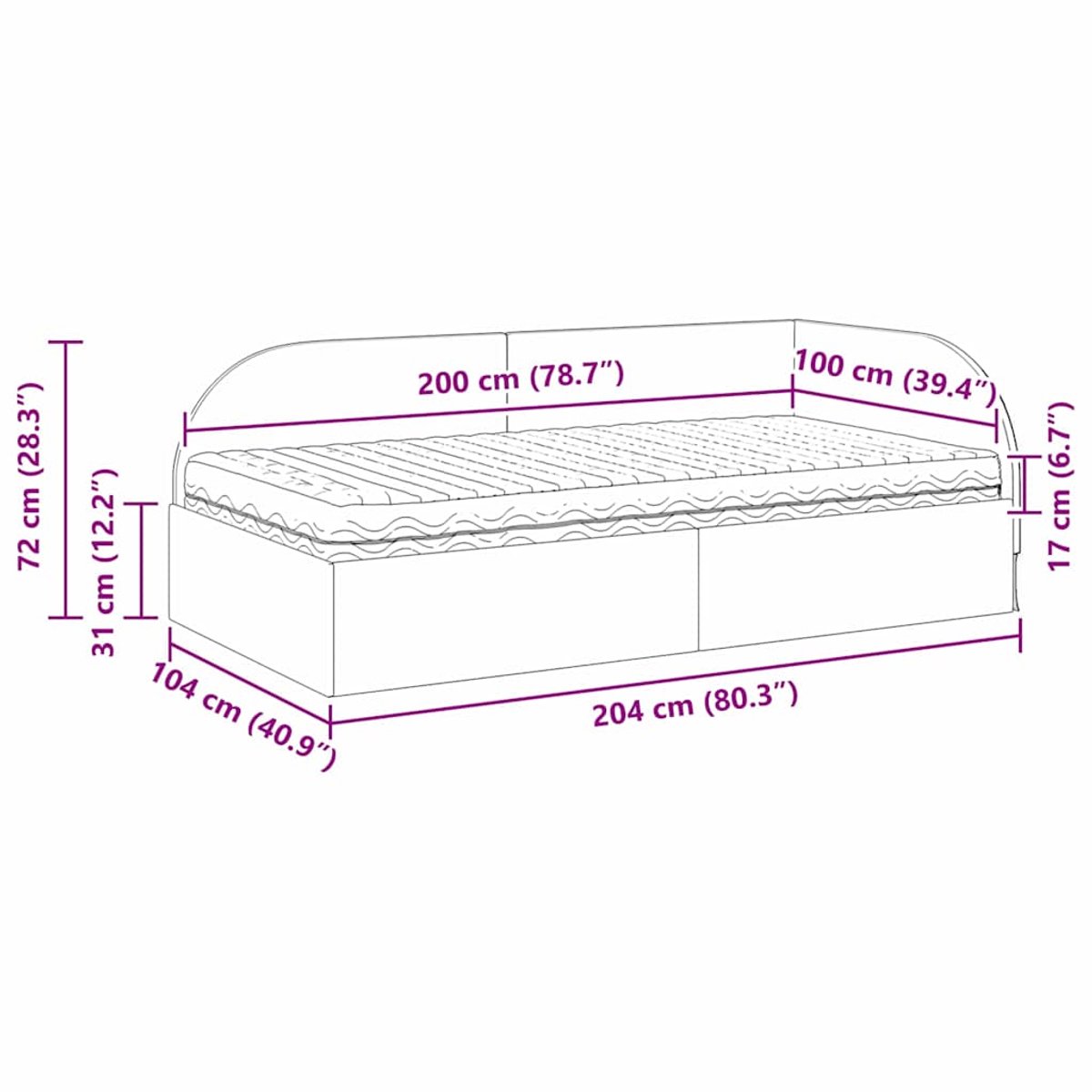 vidaXL Hoekbedframe - met - Matras - 2 - st - Donkergrijs - 100 - x - 200 - cm - Fluweel