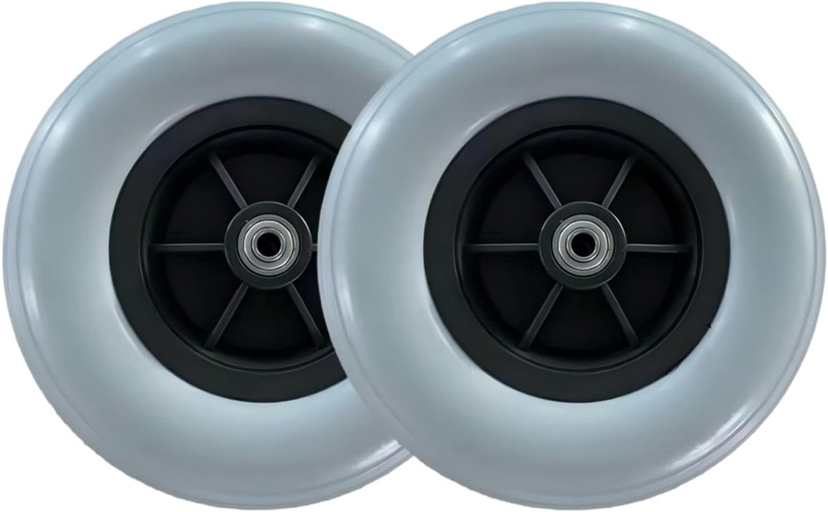 2 stuks banden voor rolstoel, dikke solide pvc-banden, rolstoelmateriaal, opblazen niet nodig (grijs, 20,3 cm)