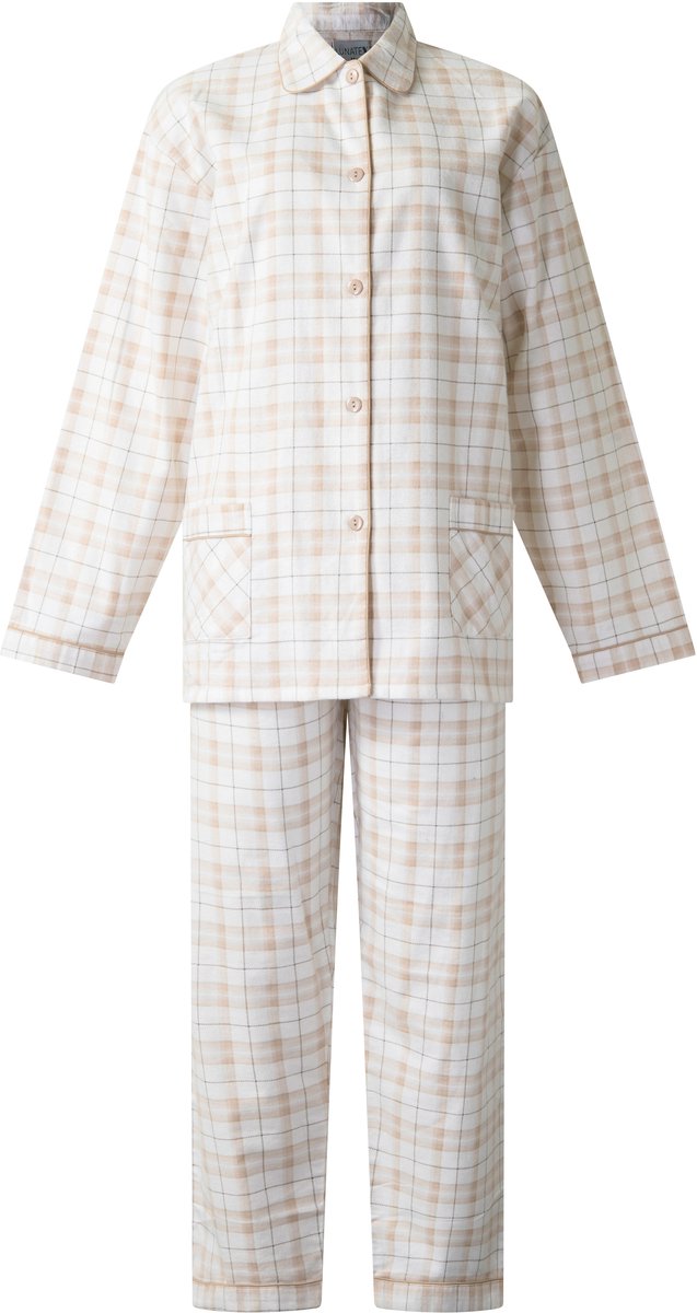 Lunatex dames winter pyjama 641185 - warm flanel - taupe square