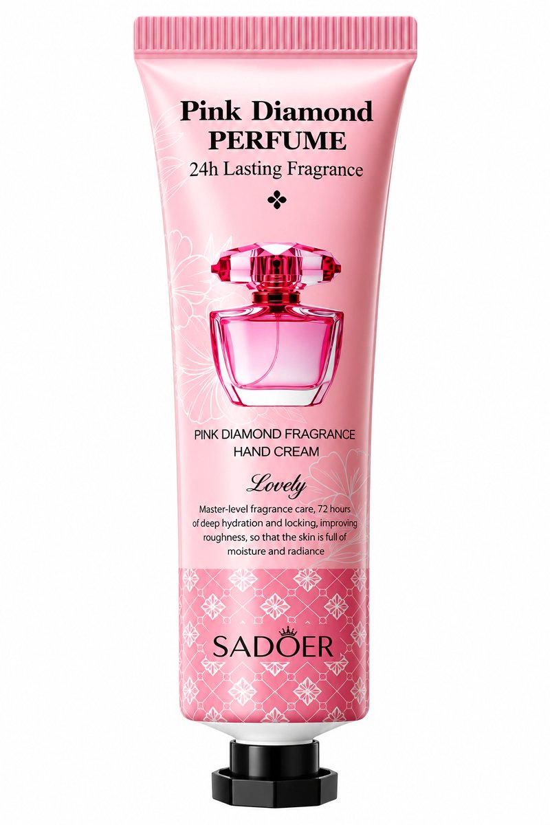Pink Diamond Fragrance Handcrème 30 g | Geparfumeerde Handcrème | Handverzorging voor Zachte en Verzorgde Handen | Handcrème Dames | Parfum Handcrème | Compact Formaat | Hand Lotion | 30 ML