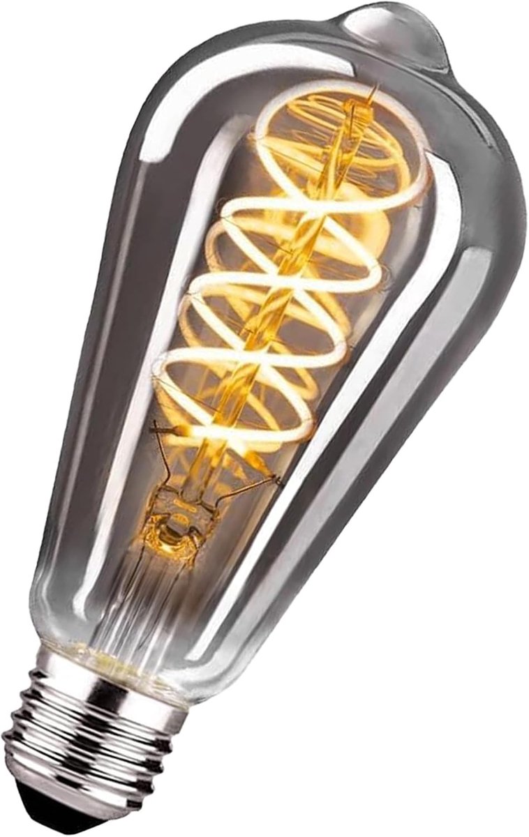 Vintage LED-lamp, 4W dimbaar E27 Vintage Edison-gloeilamp, warm wit, retro, decoratieve lamp voor woonkamer, slaapkamer, eetkamer, keuken, bar - rookgrijs, 1 stuk (64 mm)
