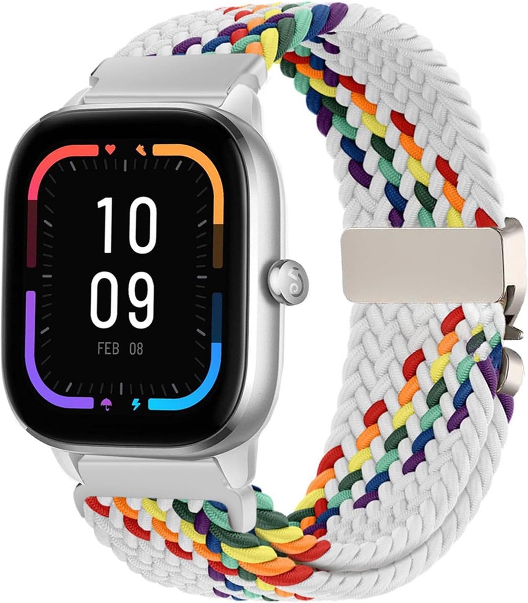Gevlochten Band Compatibel met Amazfit GTS 4/4 Mini/3/2/2 Mini/2e/GTS, 20MM Elastische Band voor Amazfit Bip 3/3 pro/Bip U/U Pro/S/S Lite