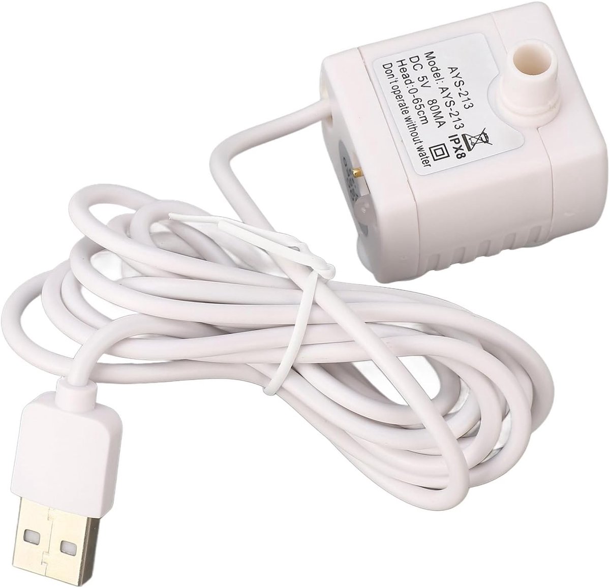 Waterfonteinpomp voor Huisdieren, 5V Mini-waterdispenserpomp voor Katten, Compatibel met Verschillende Fonteinen, Waterdicht, Netsnoer van 148,5 Cm