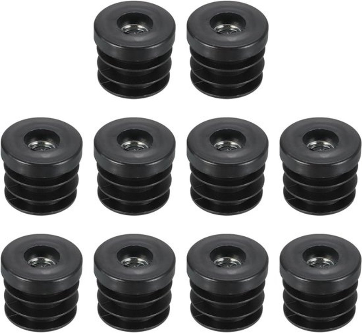 Buisinzetstukken met Schroefdraad - Meubeldoppen Rond - Meubels Beschermen - 10 Stuks M10 - 30 mm Buitendiameter - Zwart