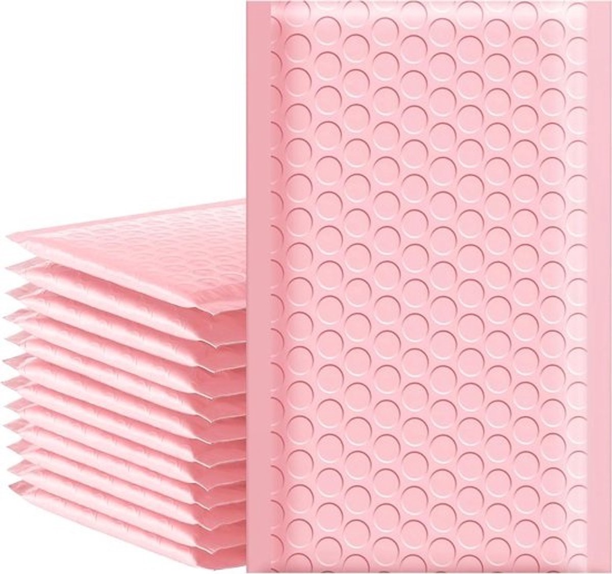 Famagic Bubble Mailers 4x8 Inch 50st Licht Roze Verzendzakken, Chique Verpakking Zakken Voor Kleine Bedrijven, Gekleurde Gewatteerde Mailing Enveloppen, Ondoorzichtige Matte Self Seal Bubble Poly
