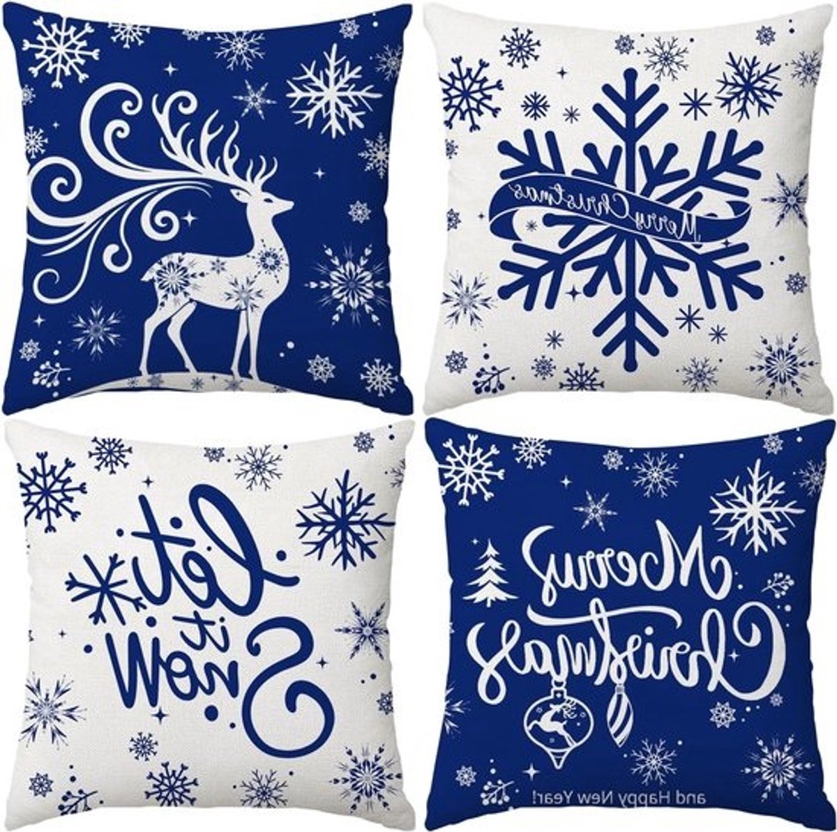Kussenslopen Set - Kerstdecoratie Hoezen - Feestelijke Sfeer Creëren - Zachte Pluche Stof - 40 x 40 cm - Grijs