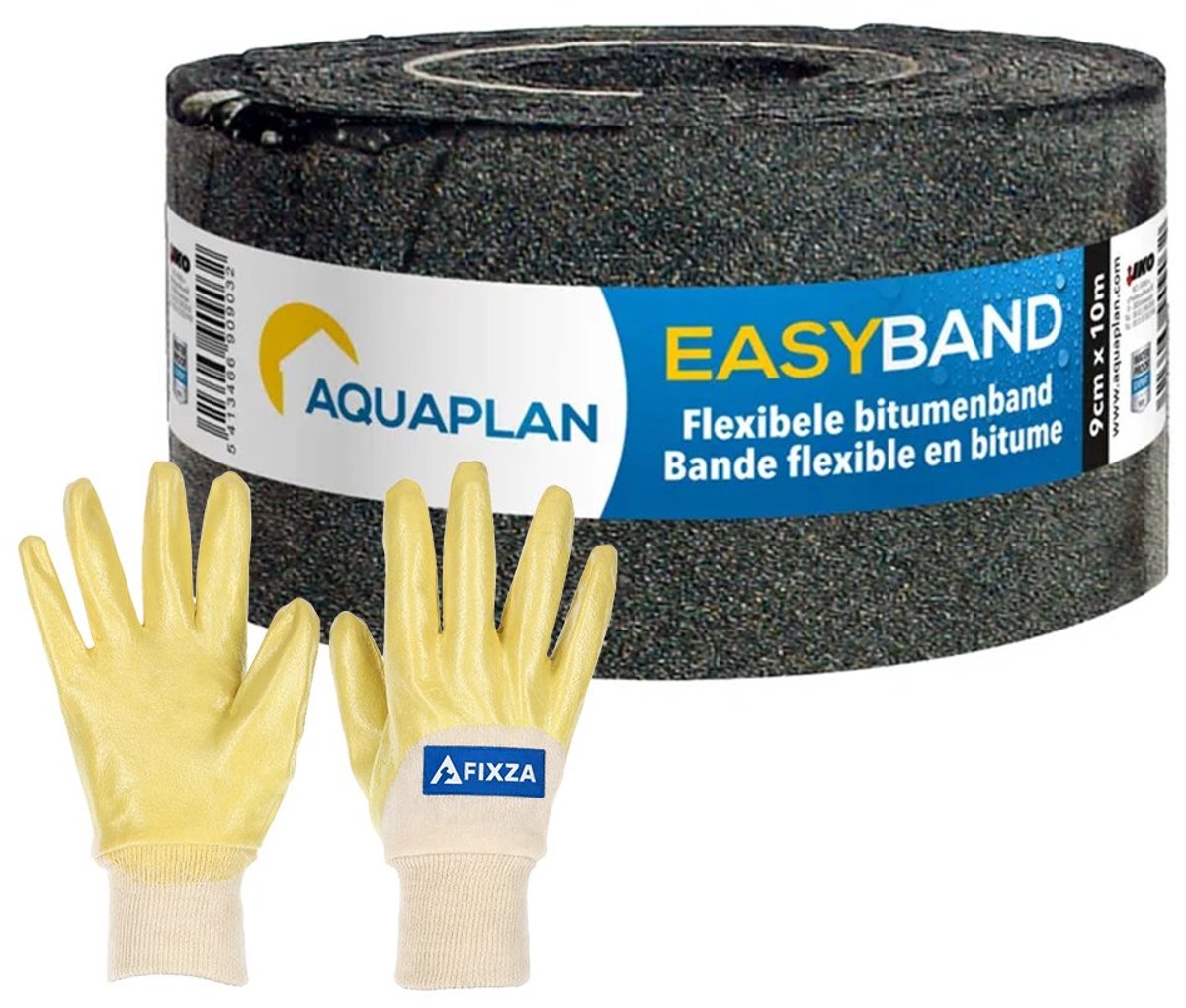 AQUAPLAN Easy-Band Flexibele Bitumenband – set – Waterdichte Reparatieband voor Dak, Dakrand, Schoorsteen en Muur – 10 m x 9 cm