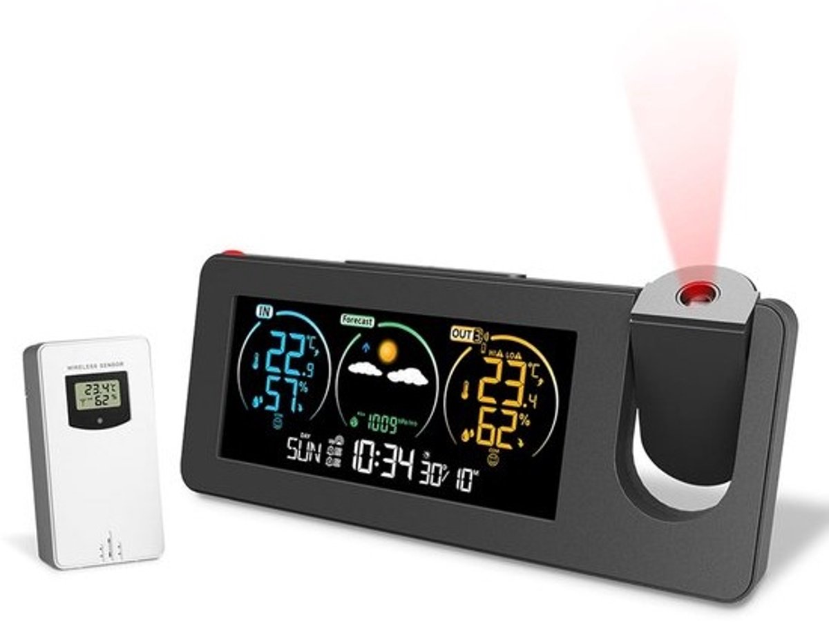 Draadloos Weerstation Binnen Buiten met Kleurendisplay, Weersvoorspelling, Thermometer en Hygrometer