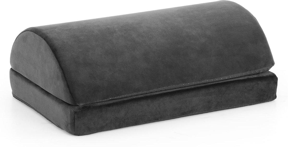 hjh OFFICE Podi Velvet 1 Voetsteun, zwart, ergonomische voetsteun met kantelfunctie, in hoogte verstelbaar, aan beide zijden bruikbaar, flexibele aanpassing door klittenbandsysteem, betere