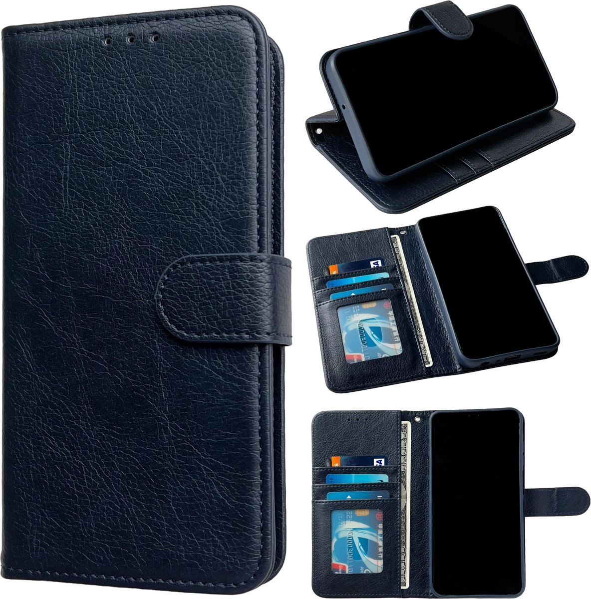 Casemania Hoesje Geschikt voor Apple iPhone 18 Pro - Donker Blauw - Luxe Portemonnee Book Case met Pasjeshouder - Wallet Case Telefoonhoesje