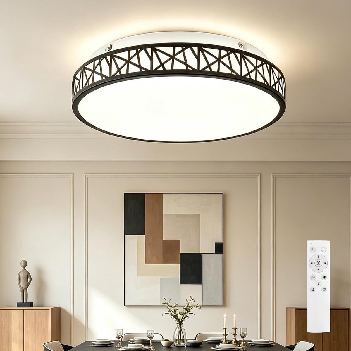 zwarte led-plafondlamp, rond, 35 cm