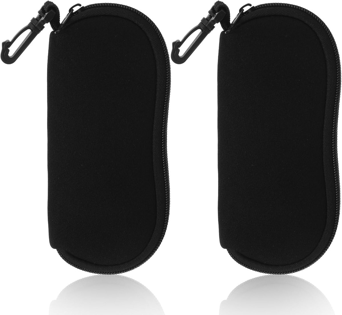 2 neopreen reisbrillenkoker met riemclip, zwarte zonnebriltas