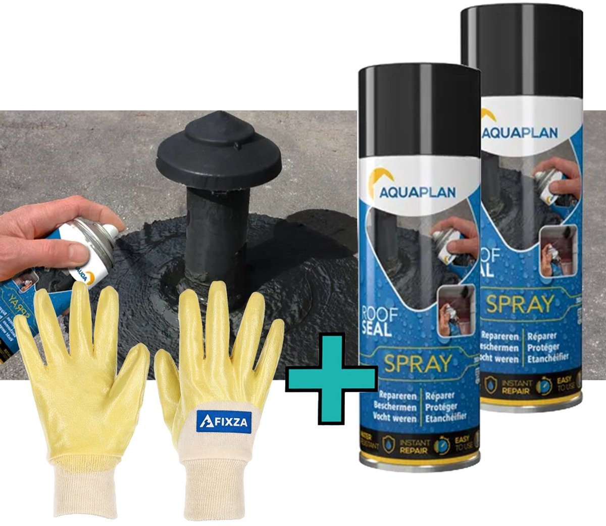 Aquaplan Roof Seal Spray – set – Spray voor dakreparatie en lekkage afdichten zonder gereedschap - 600 ml