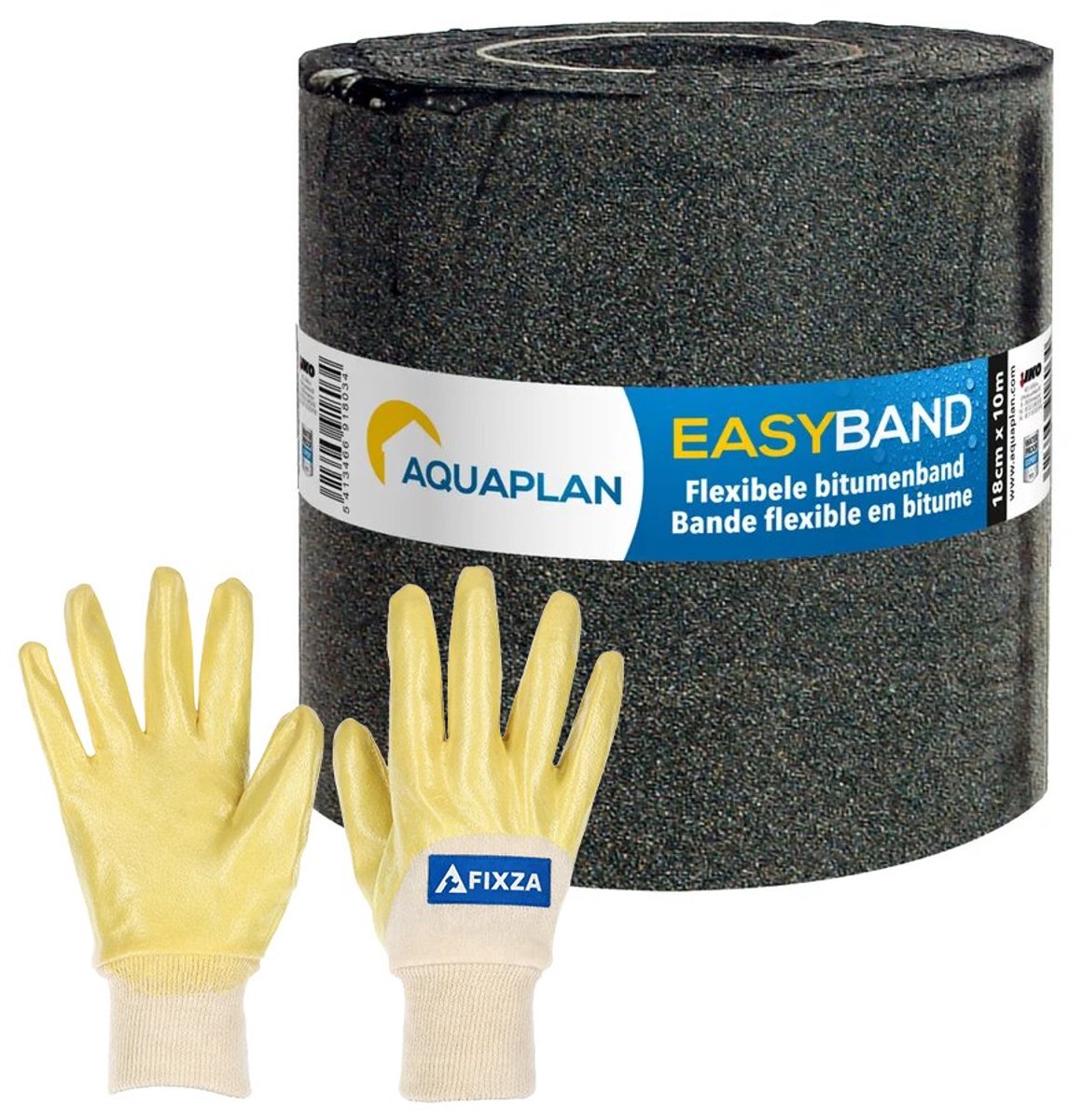 AQUAPLAN Easy-Band Flexibele Bitumenband – set – Waterdichte Reparatieband voor Dak, Dakrand, Schoorsteen en Muur – 10 m x 18 cm