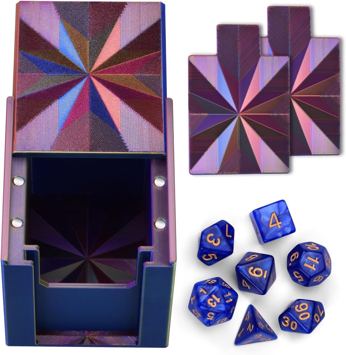 3D Geprinte Commander Deck Box voor 100+ Dubbel Geplakte Kaarten, Magnetische Sluiting en Geschikt voor MTG, Ideaal voor Verzamelaars (Paars)