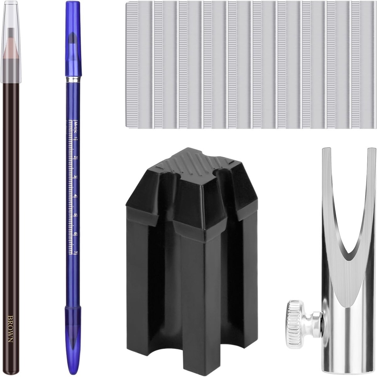 Complete Set voor Oogbrauwmake-up met 10 Stuks: Oogpotloodslijpers en Oogbrauwtrimmers in Bruin en Donkerbruin voor Perfecte Microblading en Make-up Resultaten