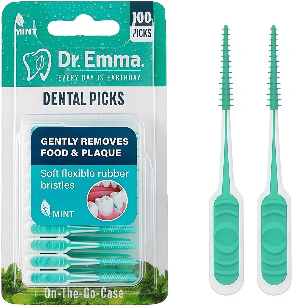 Zachte Tandsticks - Groen - 6 x 50 mm - Siliconen Interdentale Borstels met Draagbaar Etui - Voor Mondhygiëne