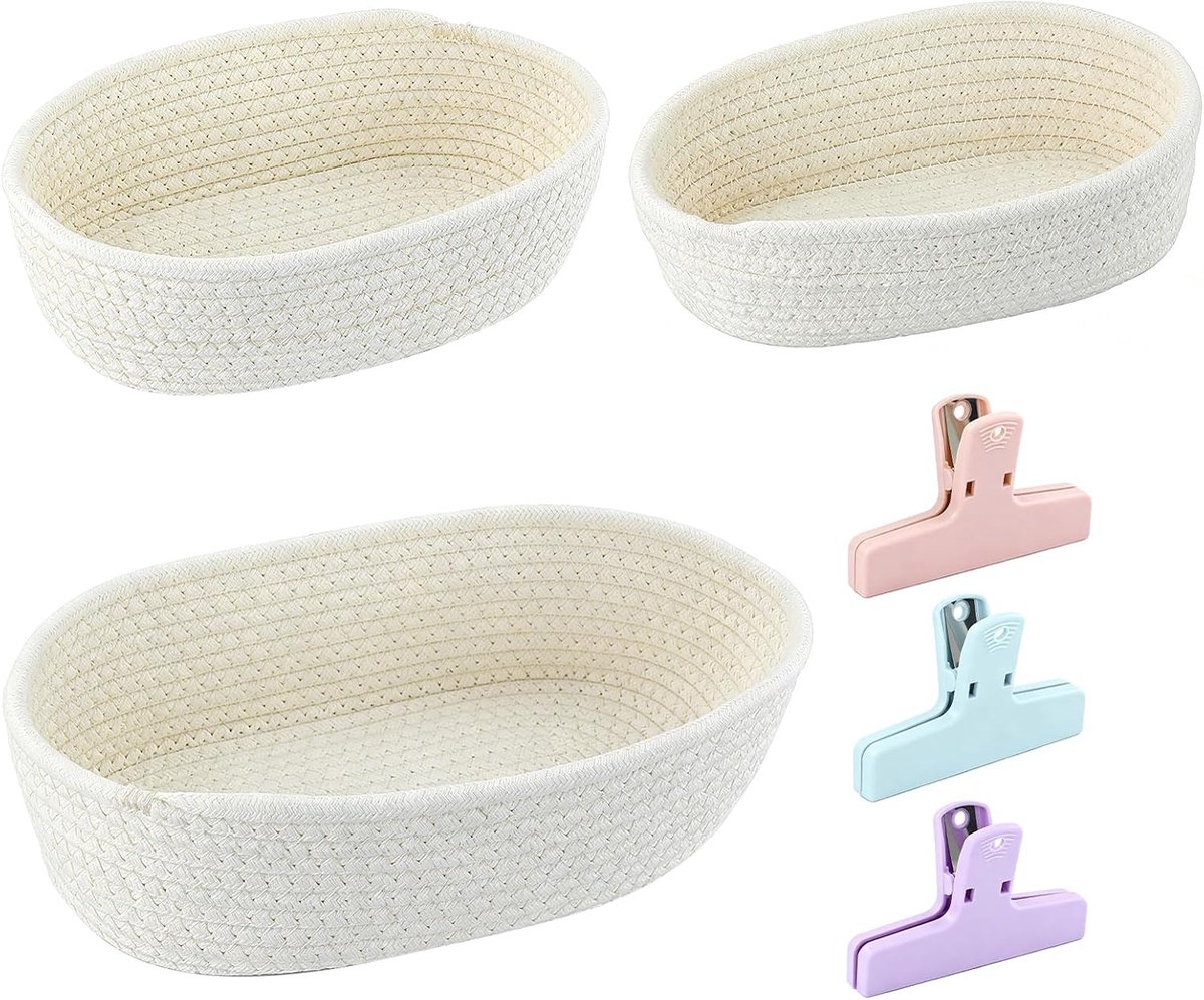 Set van 3 katoenen opbergmanden - badkamerorganizer