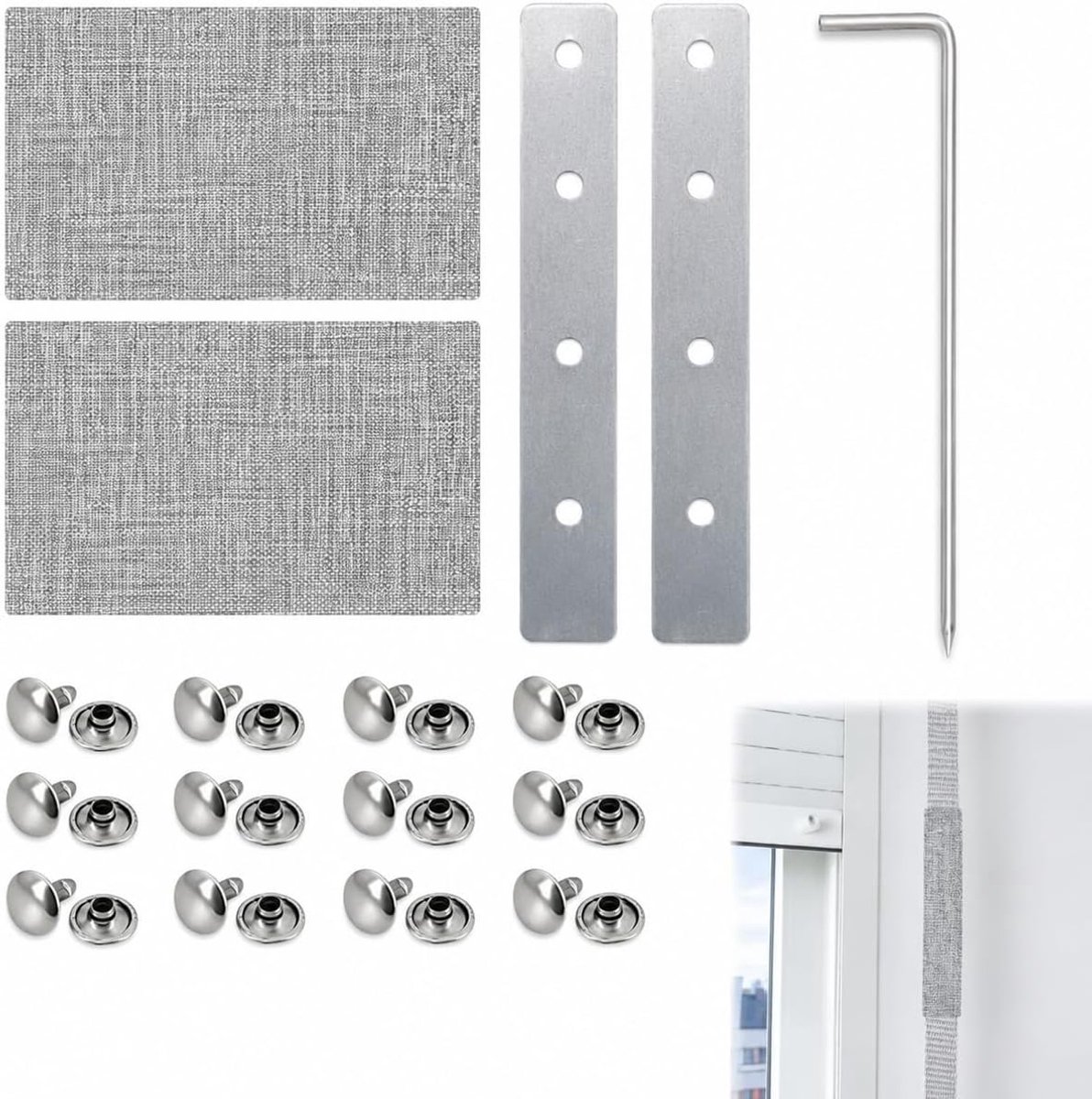 Reparatieset voor rolluiken, rolluiken, zonwering voor 20-23 mm, zonder riem, 2 roestvrijstalen platen, reparatieset voor rolluiken, rolluiken, zonwering