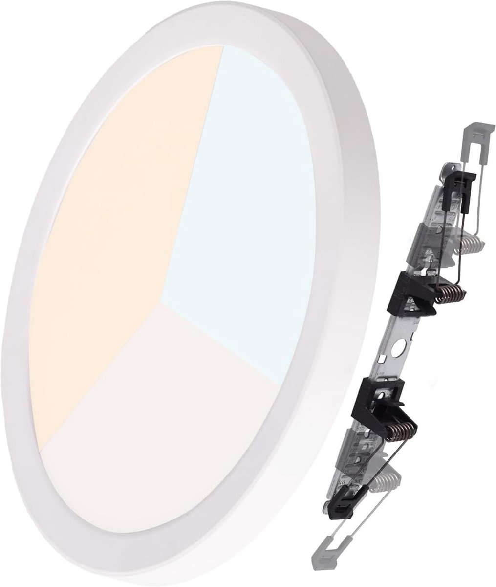 Led-plafondlamp, rond, 18 W, Ø 225 mm, inbouw- of plafondlamp, met verstelbaar gat, Ø 65-200 mm, IP44, ultradun, 17 mm, CCT, dimbaar 3000 K/4000 K/6000 K, voor badkamer, keuken, hal