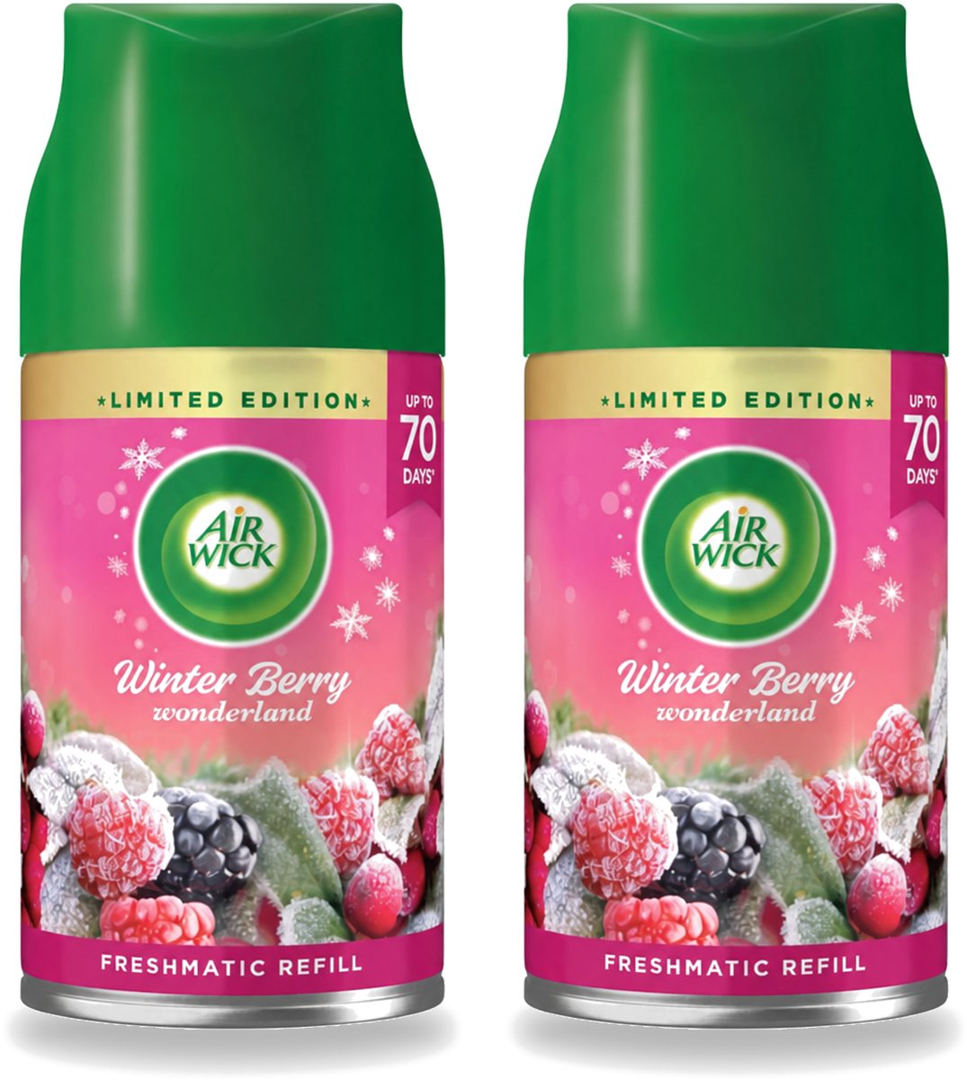 2 x Air Wick Freshmatic – Automatische Luchtverfrisser Navulling – Winter Berry Wonderland - 250 ml - Voordeelverpakking - 2 stuks