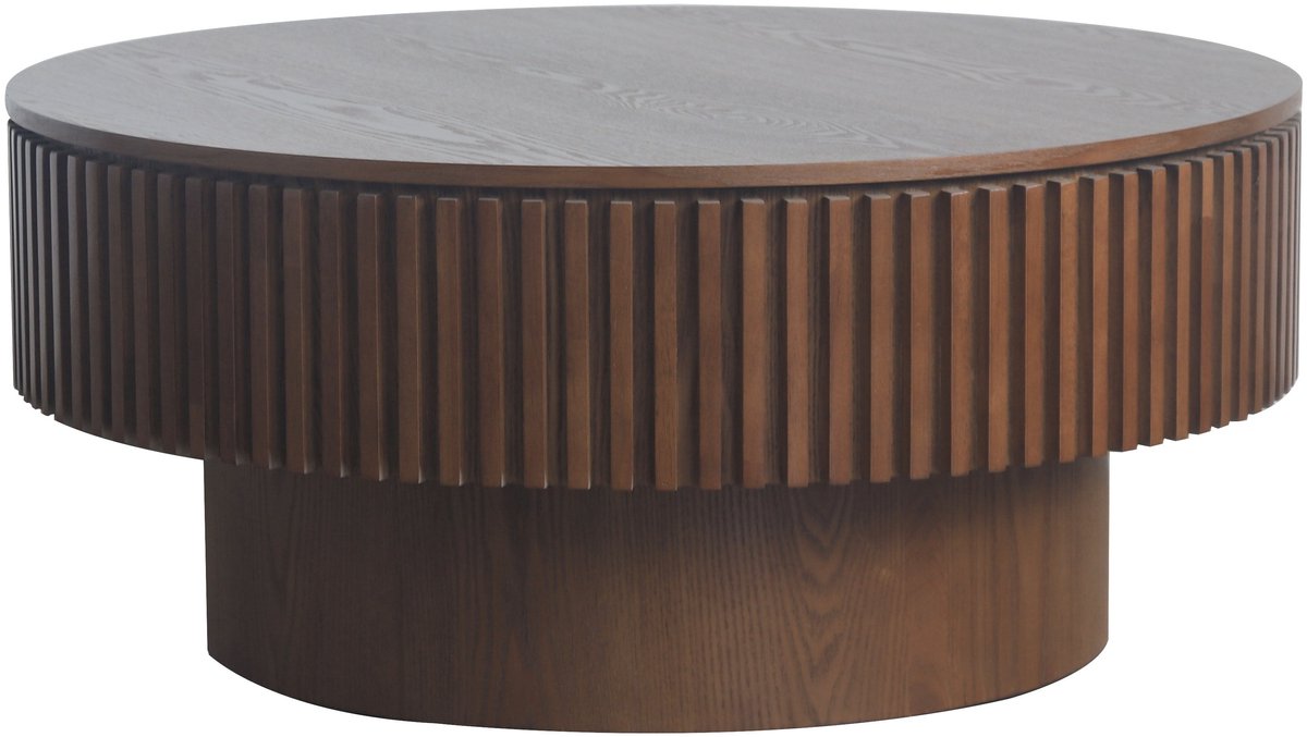 Merax Ronde Salontafel Met Opbergruimte 75 cm - Houten Salontafel Met Afneembaar Blad - Walnootkleur - Modern Design Bruin