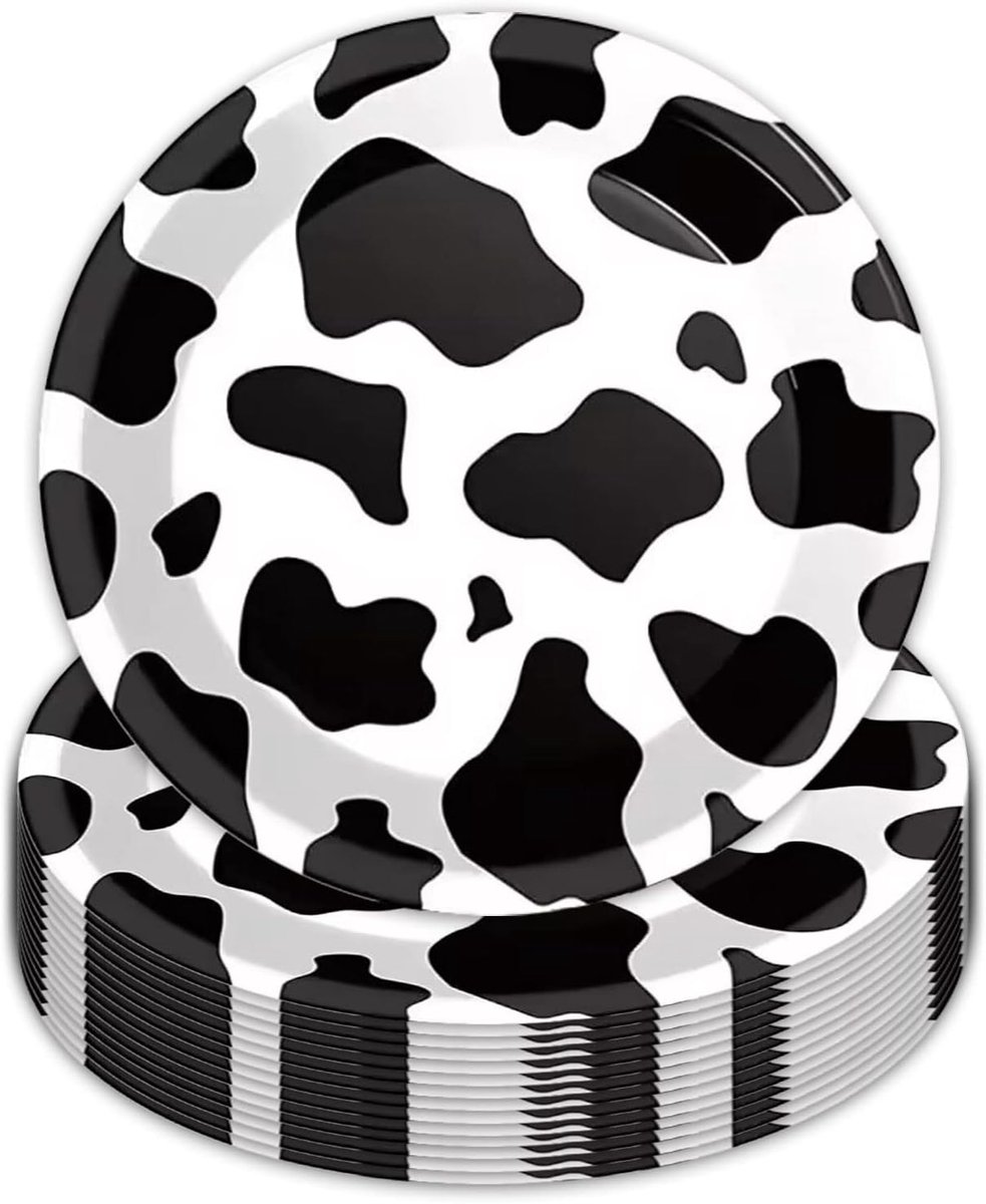 Partyborden - 50 Stuks Koeienprint Papieren Borden - 18 cm - Jungle Safari en Dierenfeest - Wegwerp Borden voor Verjaardag en Babyborrel - 50 Stuks