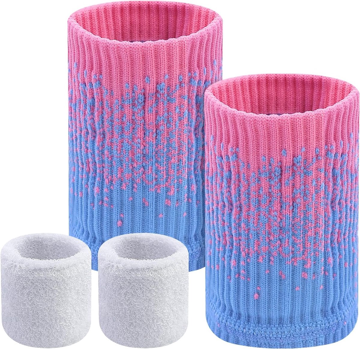Polsbanden, absorberende zweetbanden, nylon, sportpolsbanden, gewrichtsband, zweetband, armband, zacht, verdikt, voor tennis, basketbal, gymnastiek, voetbal, atletiek (veelkleurig)