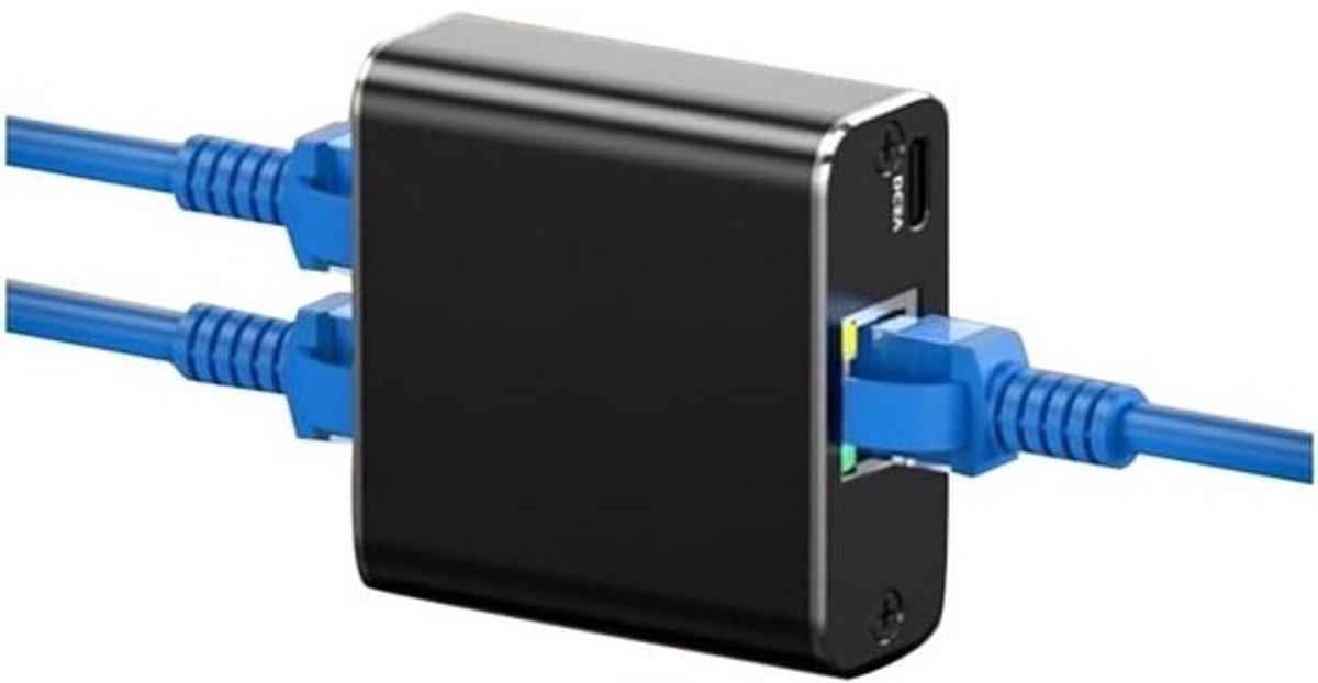 Ethernet Splitter - Netwerk Adapter - Internet Delen - Dubbele Poort - 10 x 5 x 20 cm - Zwart