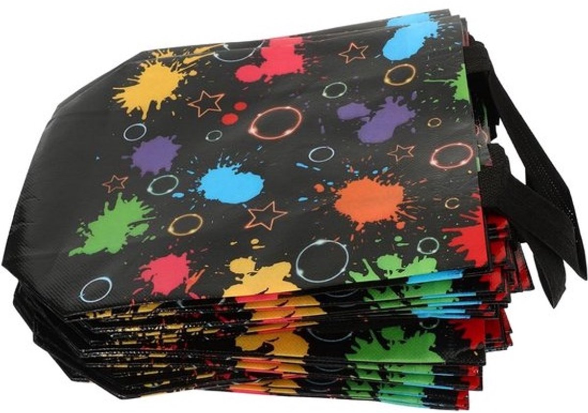 Herbruikbare Boodschappentassen - Tote Bags - Thuis Winkelen - Met Stevige Handvatten - 20 x 20 x 9 cm - Zwart
