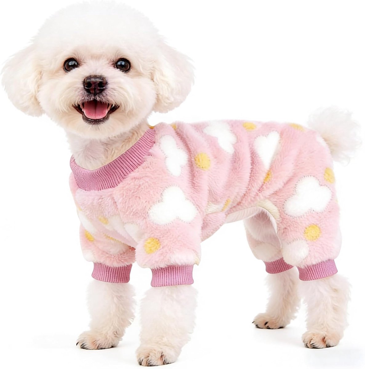 kleine honden pyjama fleece roze hondentrui kattentrui hart honden pullover kleine hond hondenkleding warm voor chihuahua, M