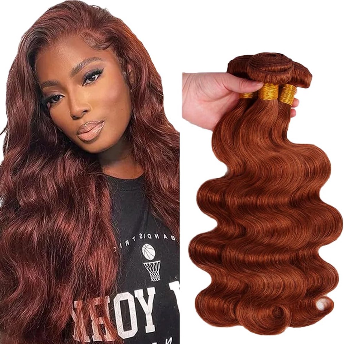 Wave Peruik Dames Bundles Human Hiar Unprocessed Brazilian Virgin Human Hair Extensions #33 Reddish Brown Bundle With Minimal Shedding For Women 18 20 22 Inch
