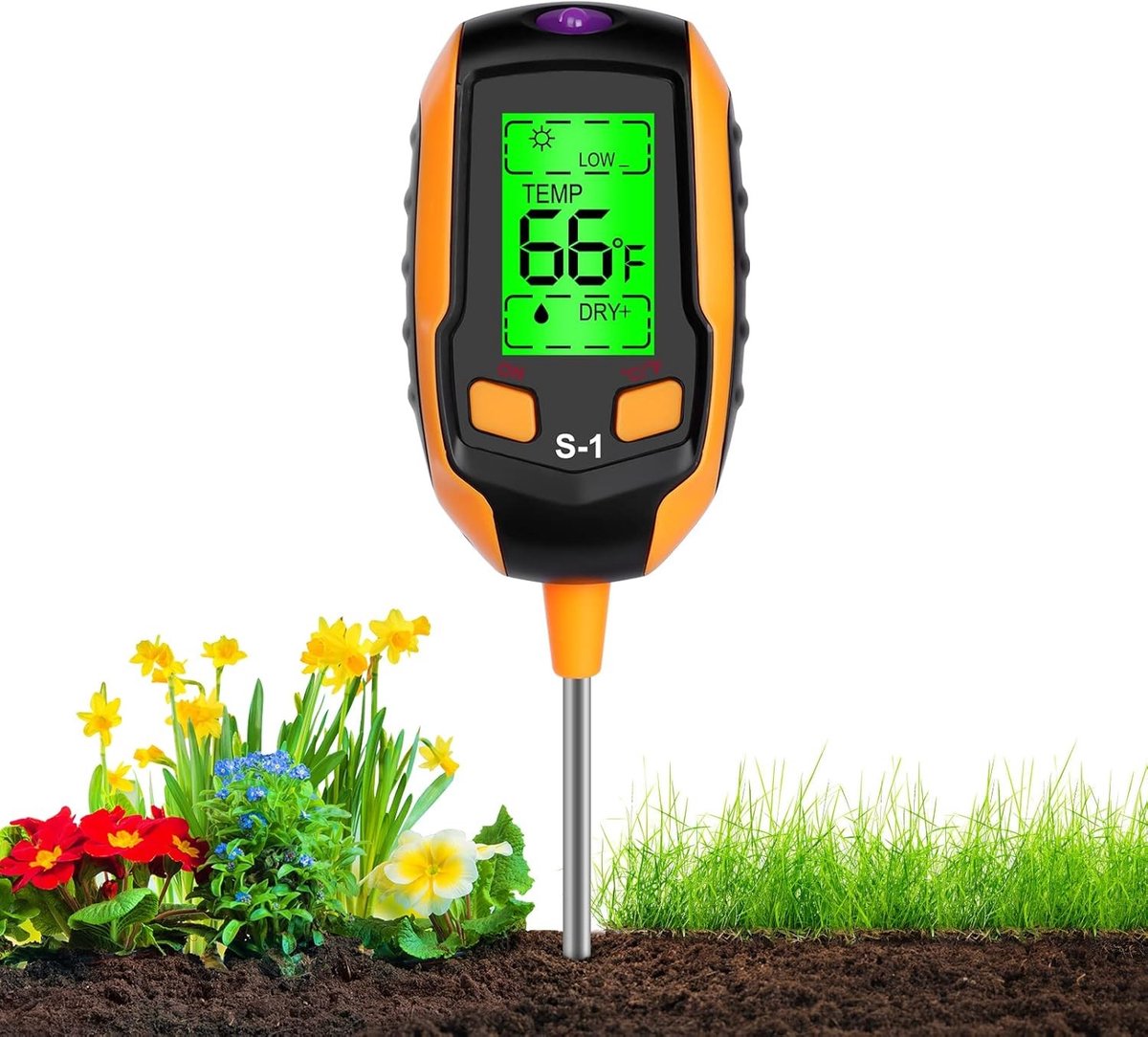 Ph meter grond - Vierkant - 4-in-1 Bodemtester met LCD-scherm - Compact ABS Materiaal - Voor Tuin en Moestuin