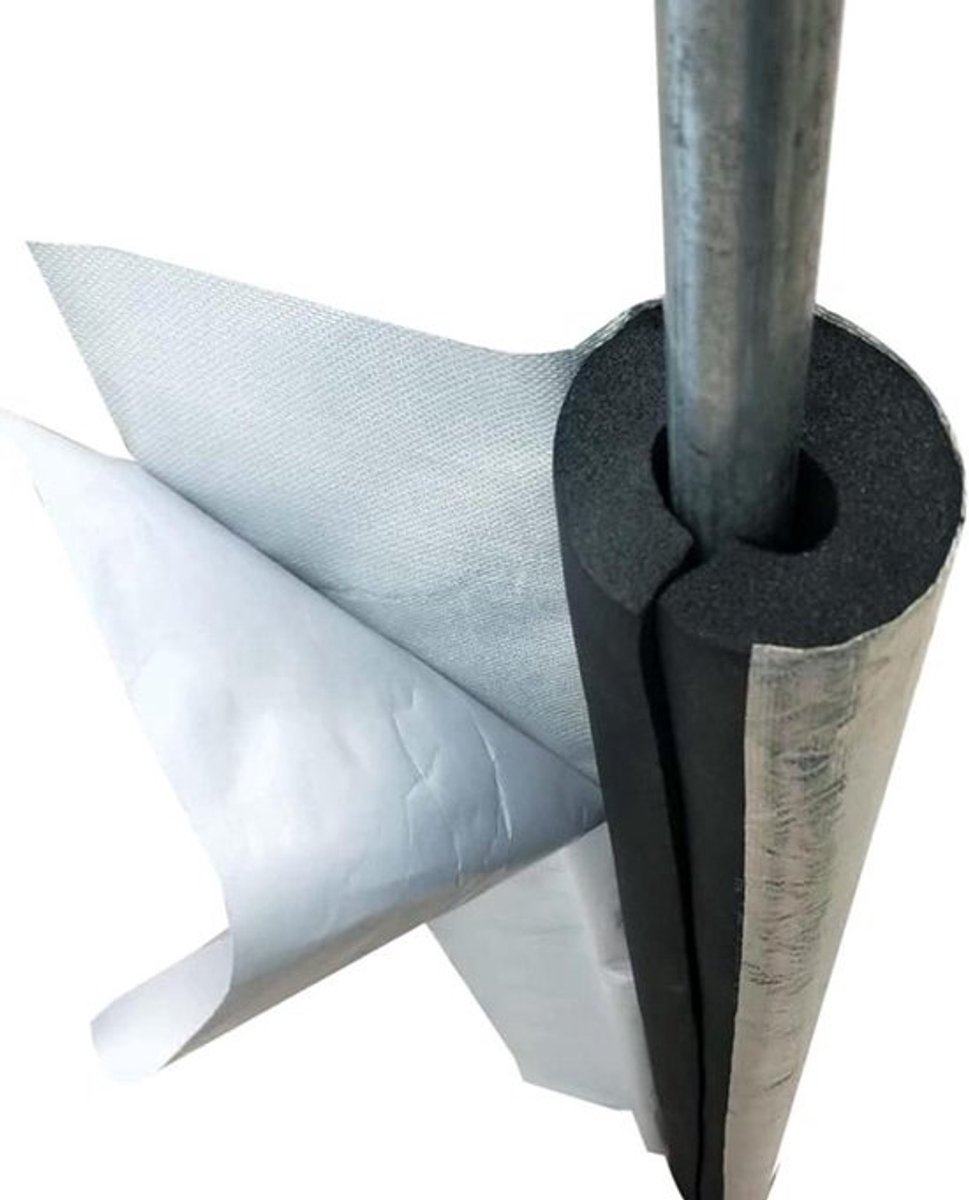 Buisisolatie Schuimrubber - Isolatiebuis Waterleiding - Leidingen Beschermen - Zelfklevende Aluminiumfolie - Diverse Maten - Zilver