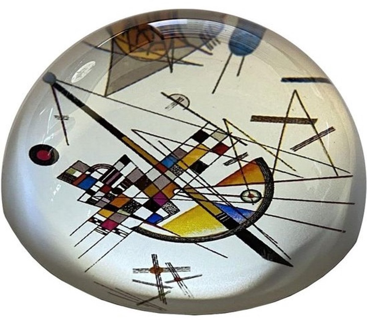 Glazen presse-papier - Papiergewicht Koepel - Bureau Decoratie - Abstracte Kunst - 76 cm Diameter - Geel Zwart Wit