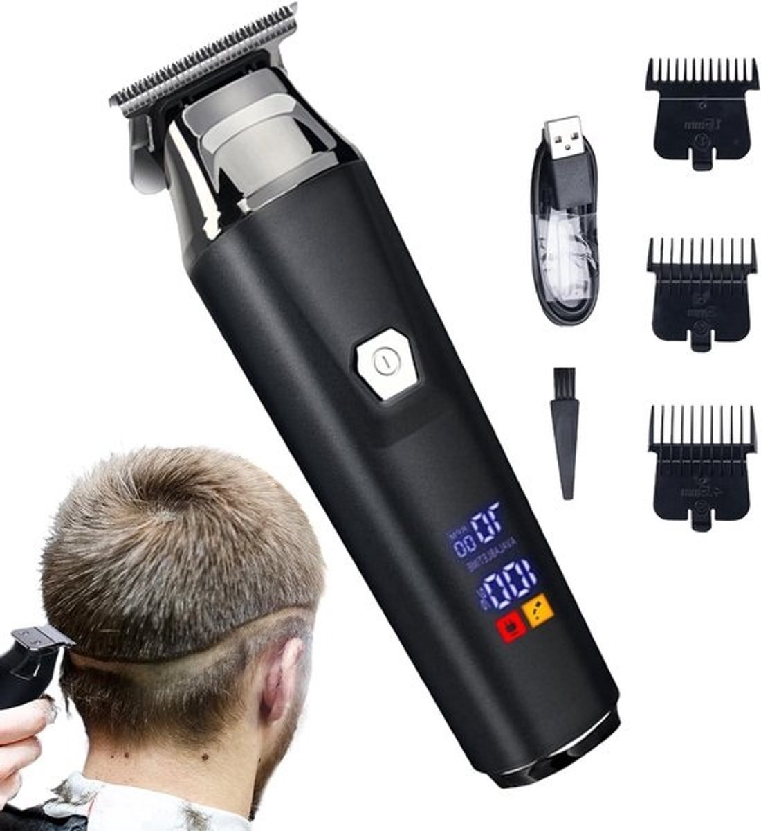 Draadloze Haar Trimmer - Precisie Tondeuse - Persoonlijke Verzorging - Smart LED Display - 180 Min Gebruik - Zwart