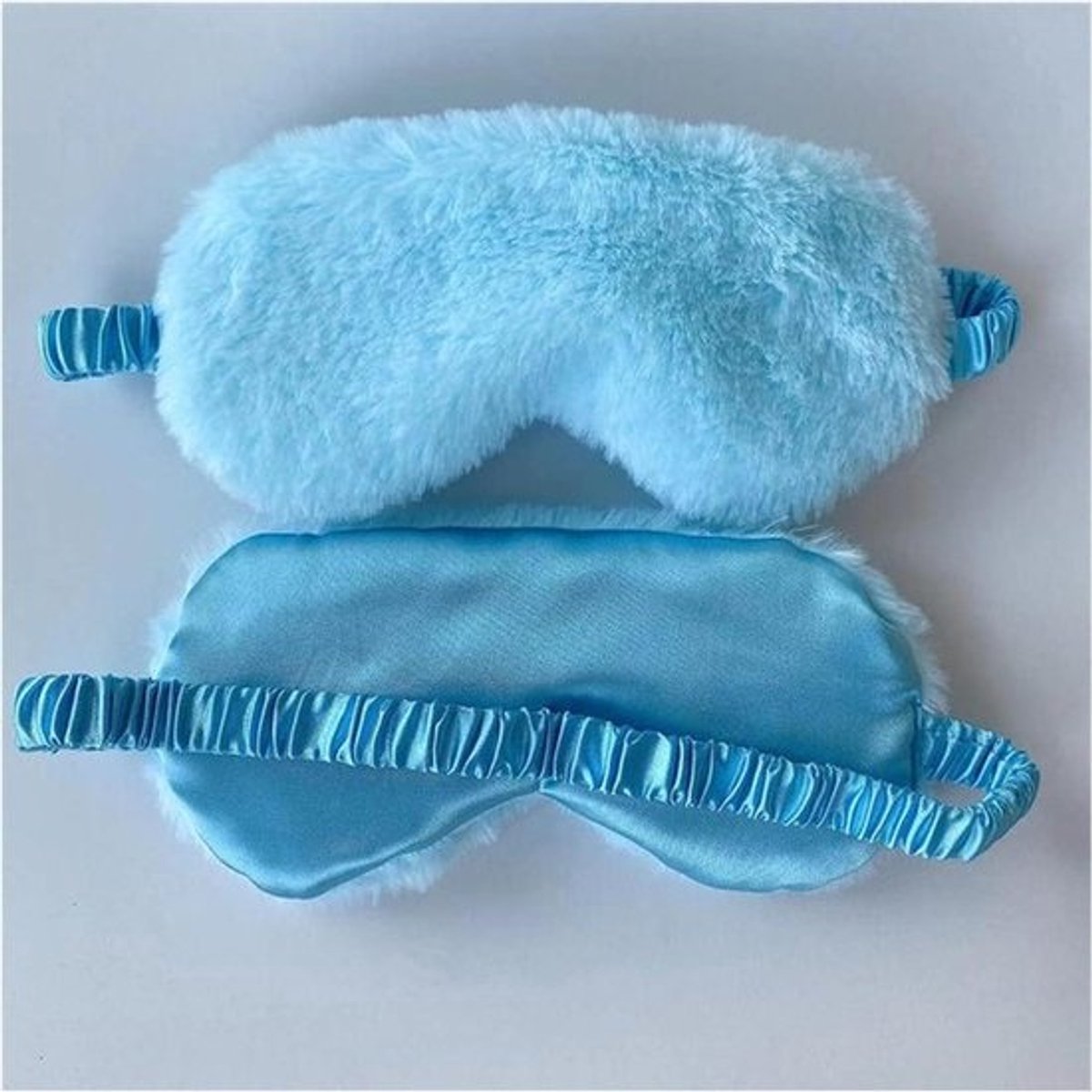 Slaapmasker - Oogmasker Blinddoek - Ontspannen Slapen - Zachte Pluche Zijde - 20.5x9.5cm - Hemelsblauw