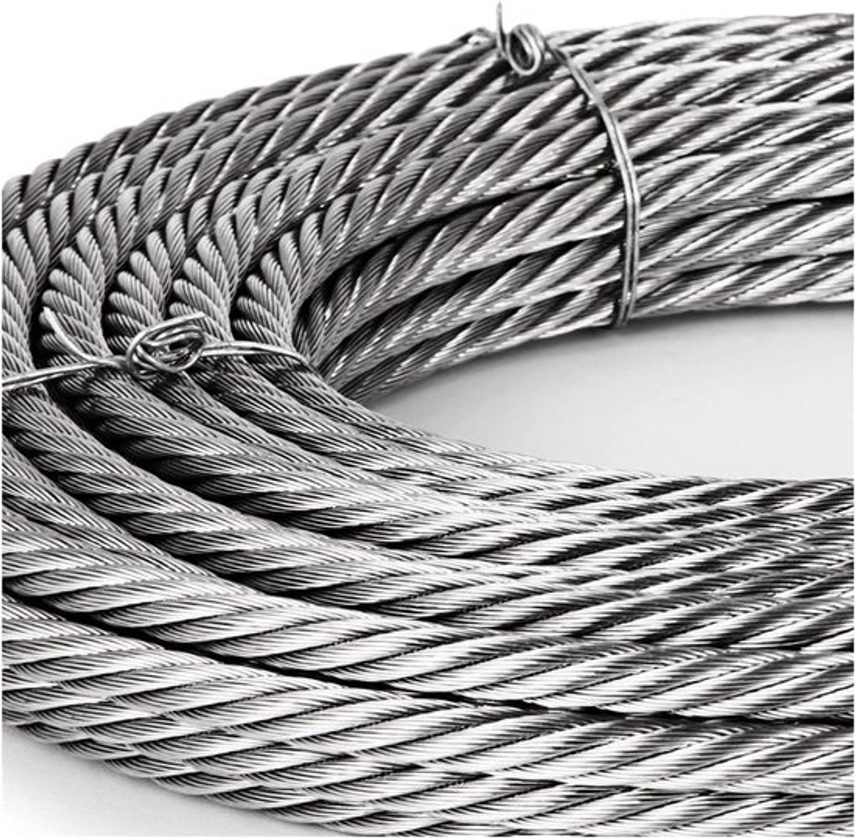Roestvrij Staal Kabel - Vliegtuigkabel Staaldraad - Buiten Ophangen - 7x19 Constructie - 6 mm Dikte - Zilver