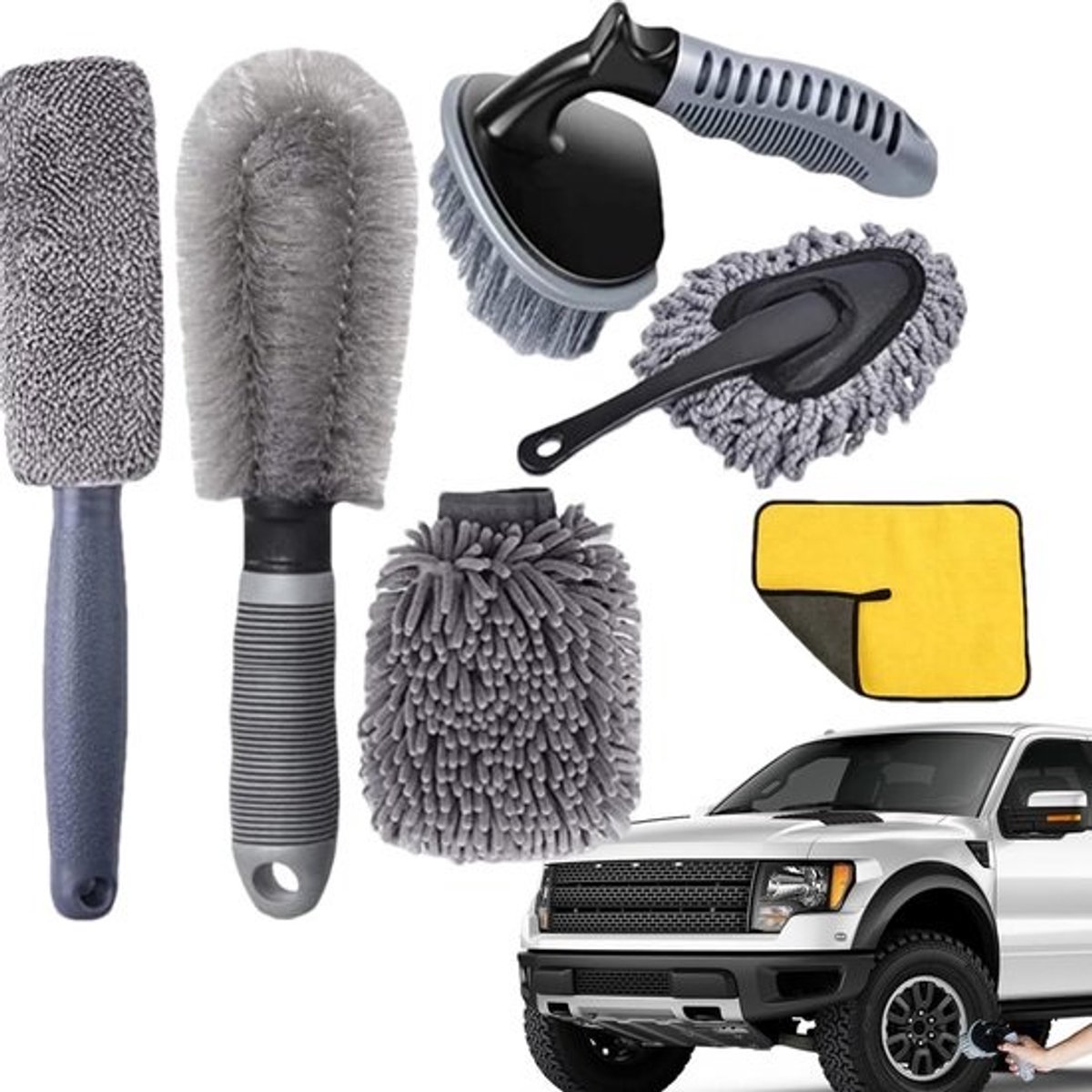 Reinigingsborstels Auto - Detailing Set - Voertuig Onderhoud - 6 Delige Kit - 20 x 30 x 8 cm