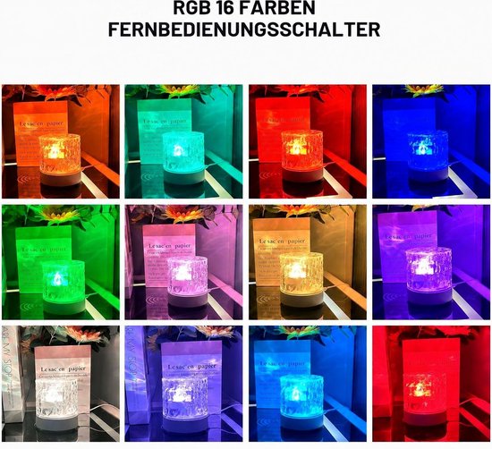 VHV - Water rimpel nachtlampje - 16 licht kleuren - Met afstandsbediening - Zacht voor de ogen - Oplaadbaar water golf lamp voor kinderen - Romantische sfeer lamp - lamp oceaan van VHV — afbeelding 2