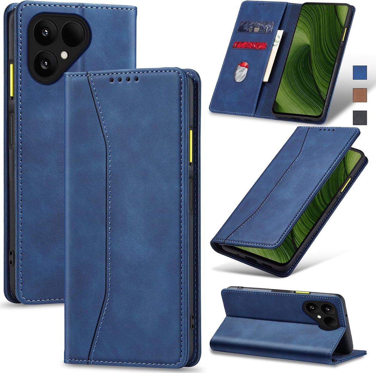 Hoesje voor Fairphone 6 Hoes Book case, Premium Lederen Flip Wallet Telefoon Case [Kickstand]Hoogwaardige cover mobiele telefoon case geval beschermhoes (Blauw)