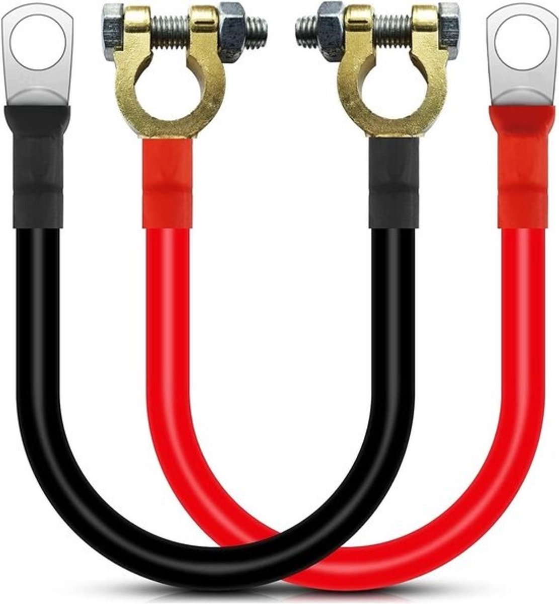 50 cm, 12 V, batterijkabel, 2 stuks, 2 AWG 35 mm², batterijkabels 12 V, heavy duty met SC16-10 ringklemmen, koperdraad batterijomvormerkabel, batterijkabels voor auto en vrachtwagen (50 cm)