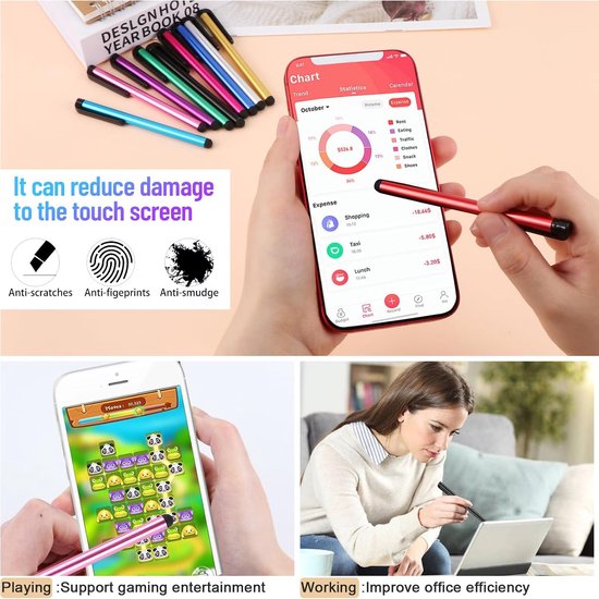 50 stuks Touchscreenpen Styluspen voor touchscreenapparaten, voor tablets iPad Mini Pro smartphones Huawei Samsung Galaxy 10 kleuren — afbeelding 5