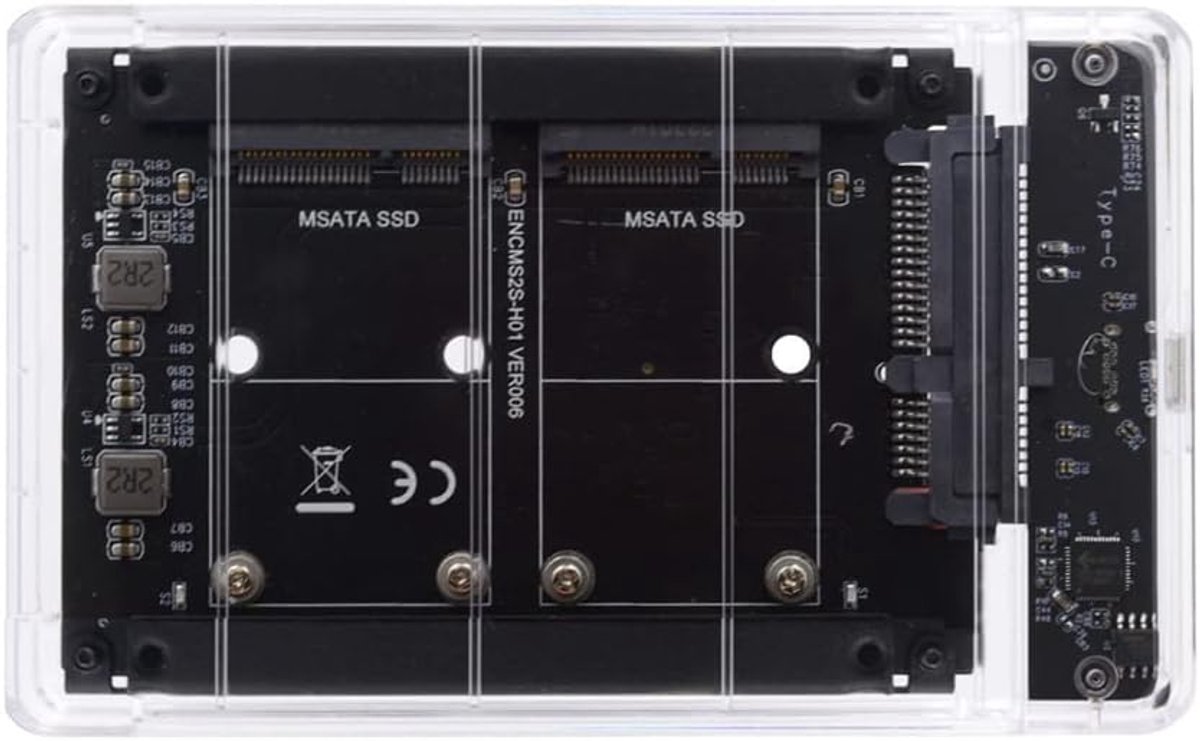 xiwai Dubbele MSATA Mini-SATA SSD-kaart JBOD Raid0 Span Bridge naar USB3.0 Type-C USB-C 2,5 inch SATA Combo Behuizing